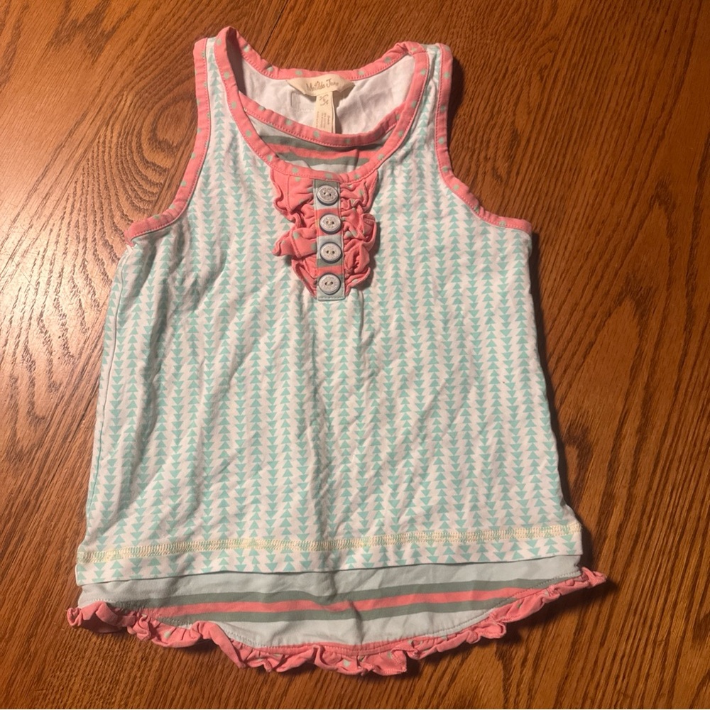 Matilda Jane Mint Chevron Tank with Pink Trim